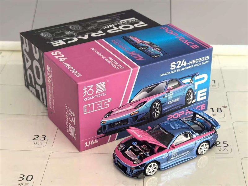  Mô hình xe Mazda RX7 Re-Amemiya Wide Body tỉ lệ 1:64 Poprace S24-HEC2025 