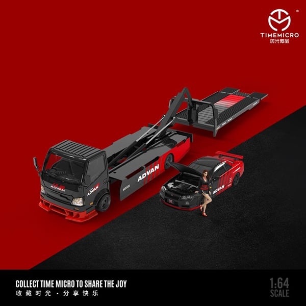  Mô hình xe tải cứu hộ H300 Advan racing có bàn trượt limited 999pcs tỉ lệ 1:64 Time microTM647219-T 