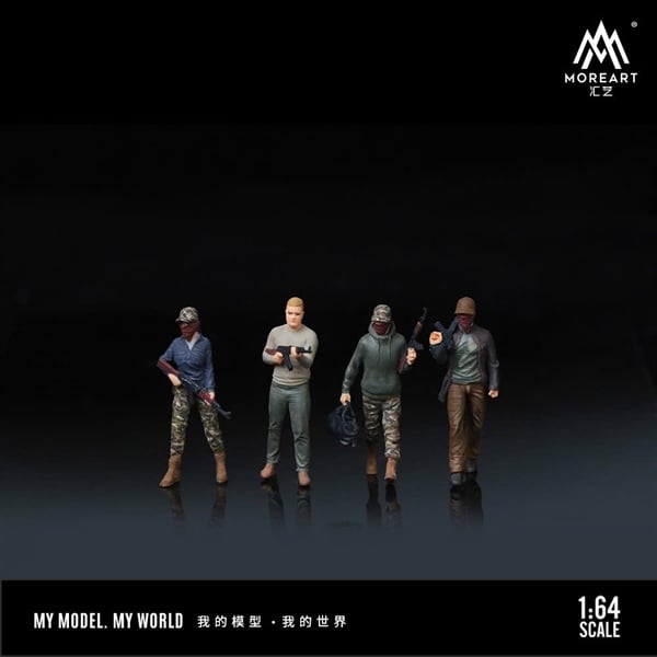  Mô hình set 4 nhân vật cướp có vũ khí 1 tỉ lệ 1:64 MoreArt MO223037 
