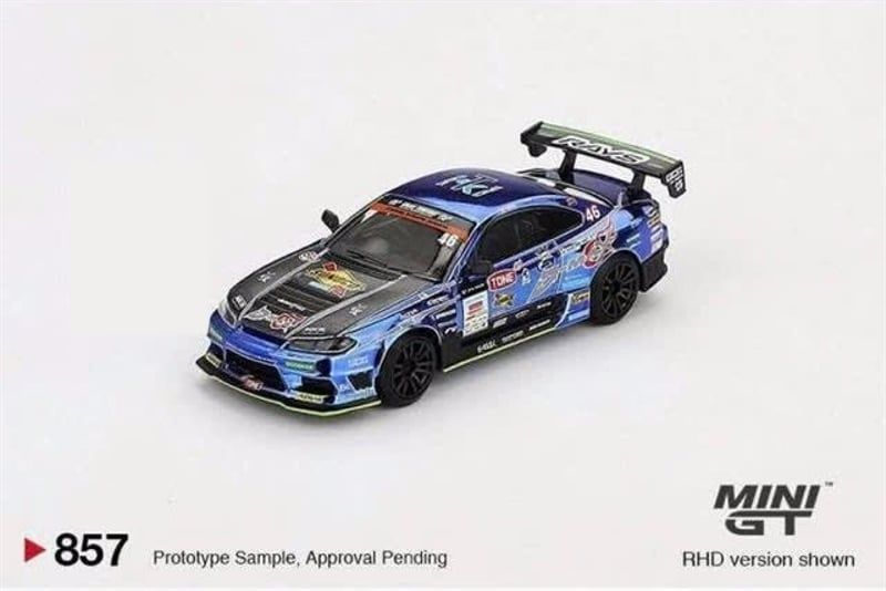  Mô hình xe Nissan Silvia (S15) D-MAX #46 D-MAX Racing 2023 D1 Grand Prix card tỉ lệ 1:64 MiniGT MGT00857 