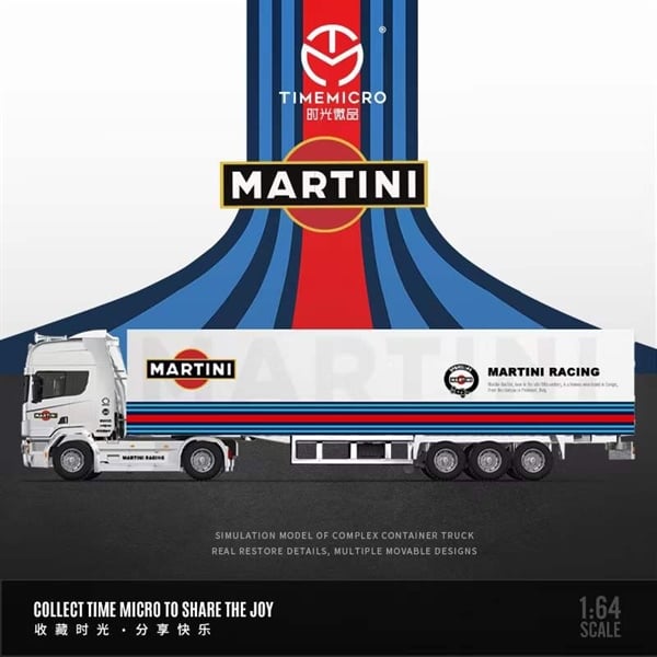  Mô hình xe đầu kéo container Martini racing full kim loại tỉ lệ 1:64 Time micro 