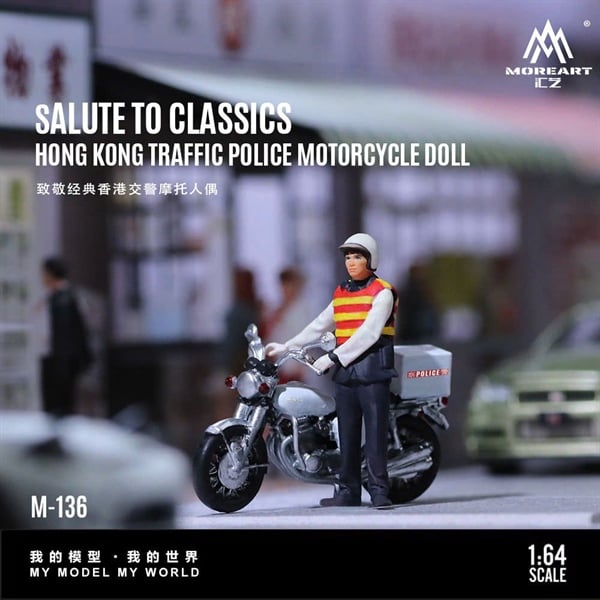  Mô hình nhân vật và mô tô Tribute to the Classic Hong Kong Traffic Police Motorcycle tỉ lệ 1:64 More Art MO222136 