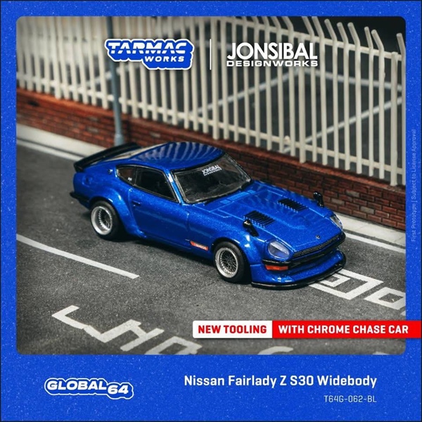  Mô hình xe Nissan Fairlady Z S30 Widebody - Designed by Jon Sibal, Blue tỉ lệ 1:64 Tarmac WorksT64G-062-BL 