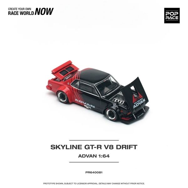  Mô hình xe Nissan Skyline GT-R V8 Drift Hakosuka Advan tỉ lệ 1:64 Poprace PR640081 