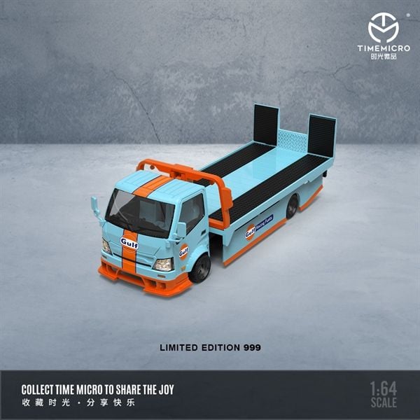  Mô hình xe tải cứu hộ H300 Gulf racing blue - orange có bàn trượt tỉ lệ 1:64 Time micro TM647201 