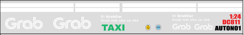  Decal UV độ xe dịch vụ - thương mại Grab taxi cho xe mọi tỉ lệ có keo sẵn lột dán DC811 