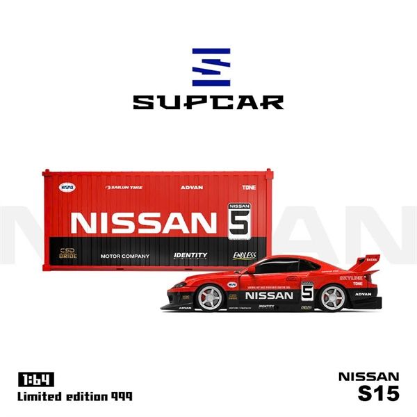  Mô hình xe Nissan Silvia S15 Silhouette LBWK LB Red Black có thùng tỉ lệ 1:64 Supcar SC64011 