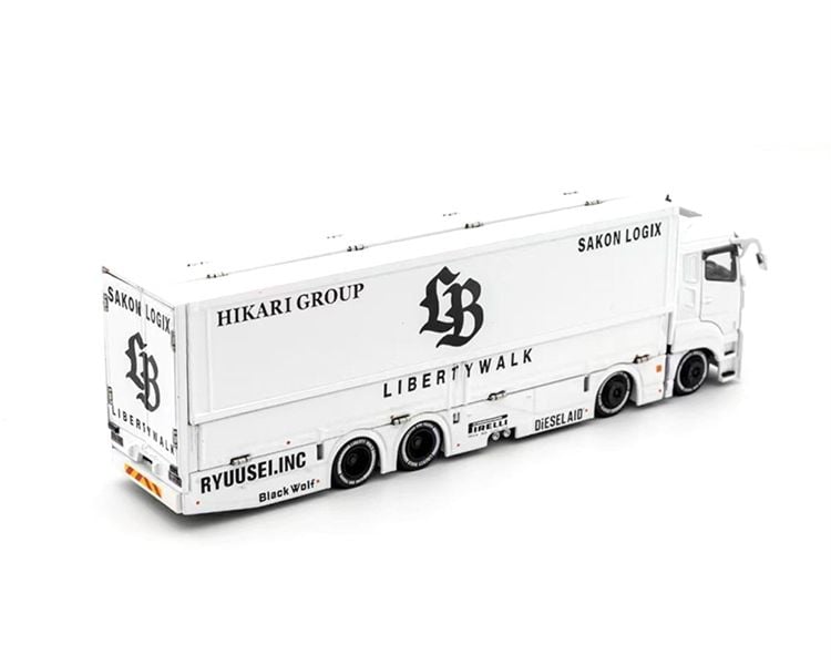  Mô hình xe Liberty Walk LB-Trucks Mitsubishi Fuso Super Great Transporter Sakon Logix – White tỉ lệ 1:64 GCD Models OT64142 