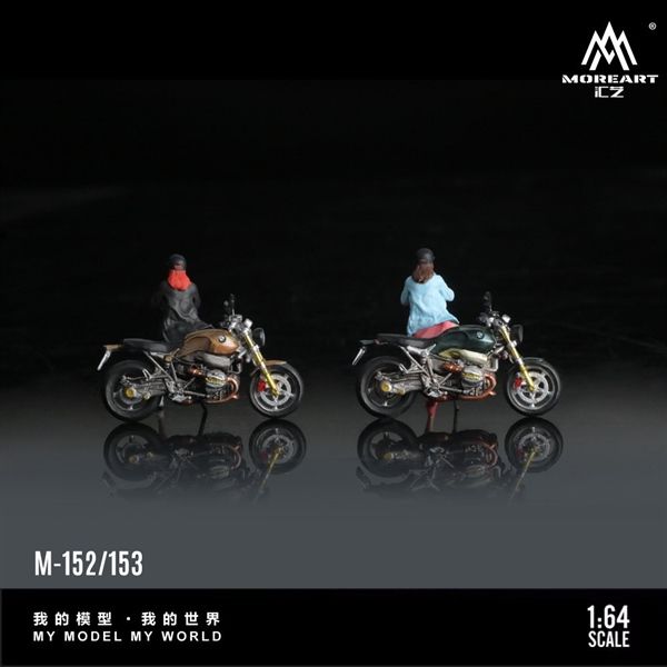  Mô hình nhân vật figure kèm xe BMW R nineT Coffee Ink Green tỉ lệ 1:64 MoreArt MO222153 