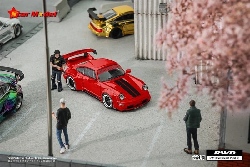  Mô hình xe Porsche 964 RWB Rauh Welt GT Taikano Red tỉ lệ 1:64 Star model OT64202 