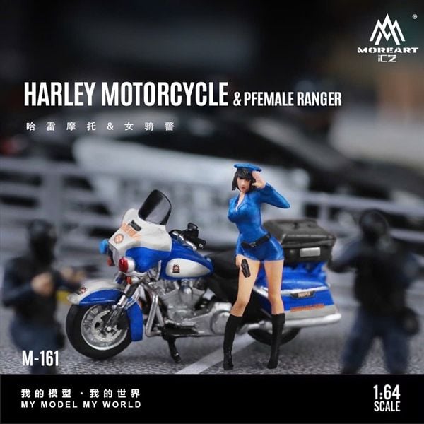 Mô hình nhân vật figure nữ và xe cảnh sát Harley Davison resin tỉ lệ 1:64 MoreArt MO222161 