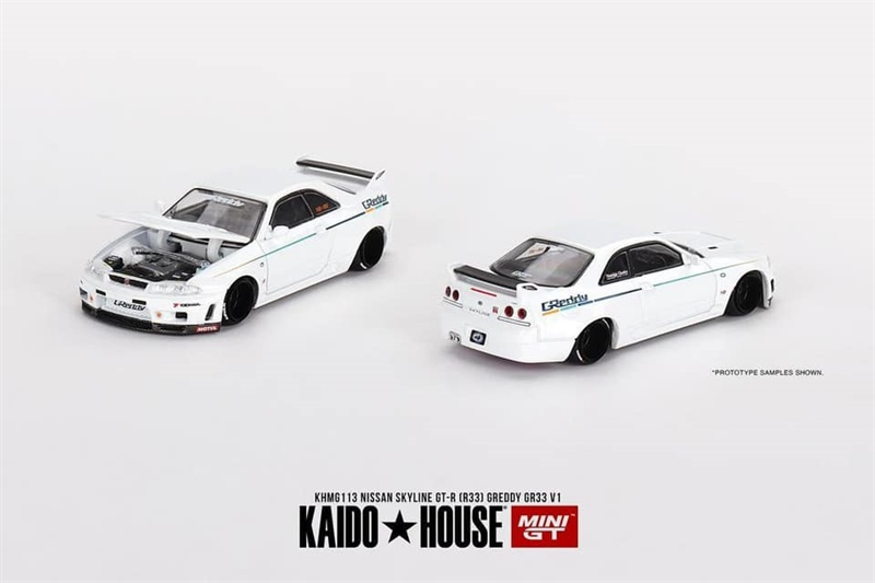  Mô hình ô tô Nissan Skyline GT-R(R33) Greddy GR33 V1 Loose tỉ lệ 1:64 MiniGT x Kaido House KHMG113 