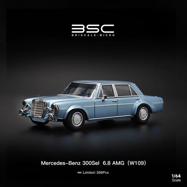  Mô hình xe Mercedes-Benz 300SEL W109 AMG Blue tỉ lệ 1:64 Briscale Micro BSC BC640038 