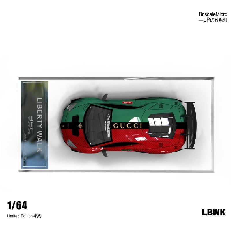  Mô hình xe Lamborghini Aventador LP700-4 2.0 Gucci Red & green Limited 499pcs tỉ lệ 1:64 Briscale Micro BSC 