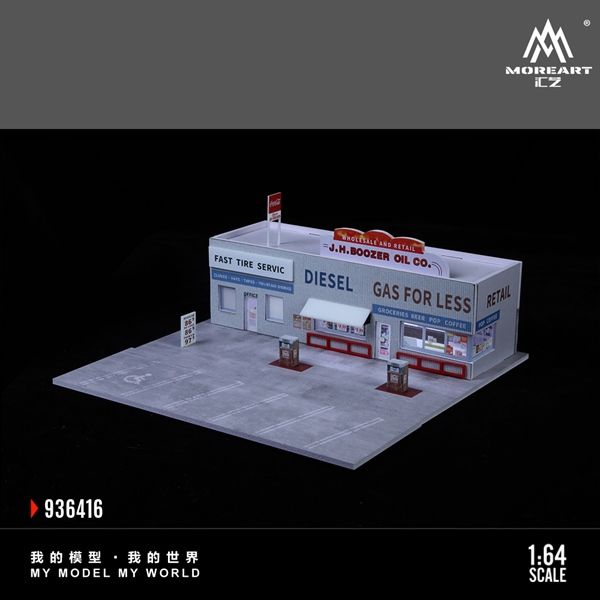  Hộp trưng bày mô phỏng trạm xăng phong cách mỹ American Gas station tỉ lệ 1:64 MoreArt MO936416 
