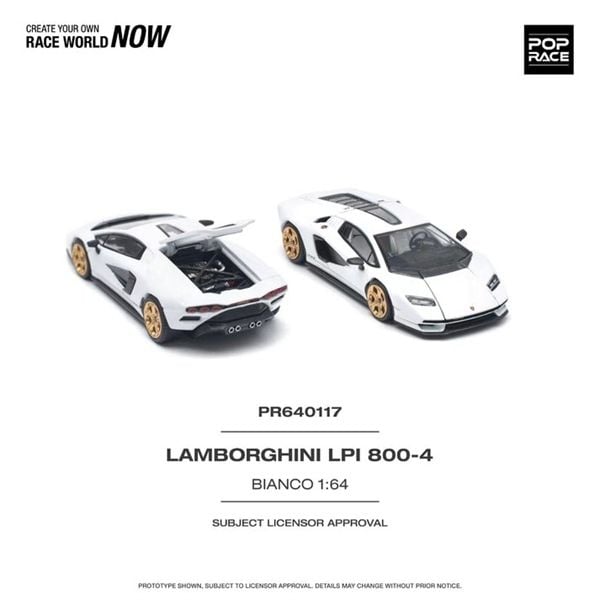  Mô hình xe Lamborghini Countach LPI 800-4 Bianco tỉ lệ 1:64 Poprace PR640117 S27-01 
