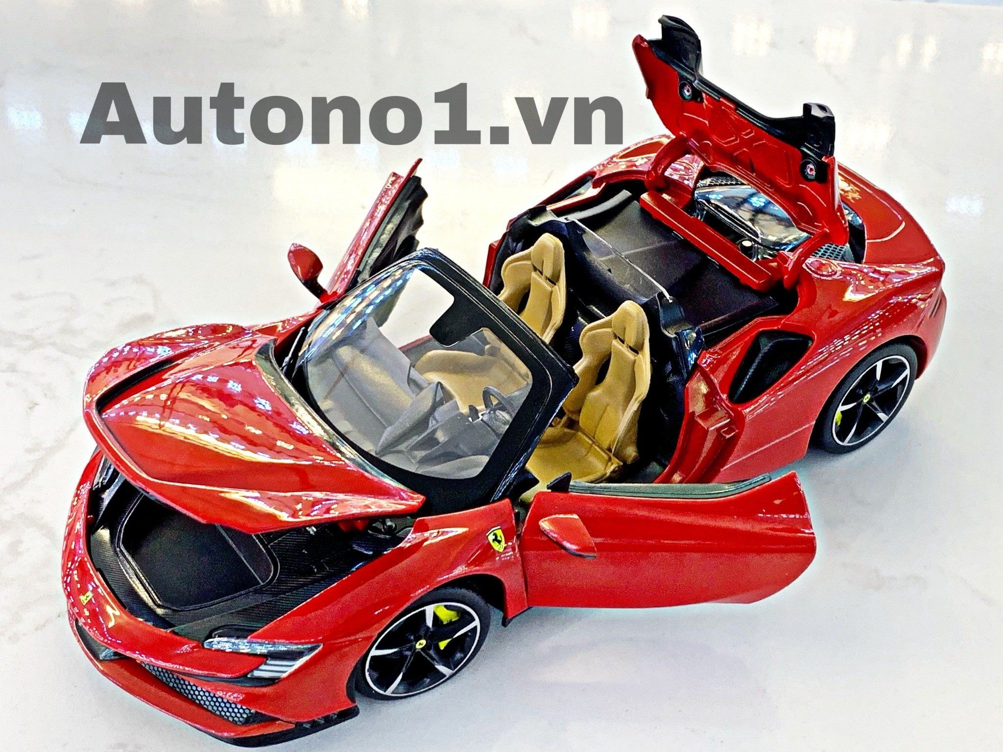  Mô hình xe Ferrari SF90 Spider open top tỉ lệ 1:18 Bburago 8118 