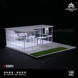  Hộp trưng bày mô phỏng showroom BMW the ultimate driving machine có đèn - bãi đỗ xe sân trước tỉ lệ 1:64 MoreArt MO936014 