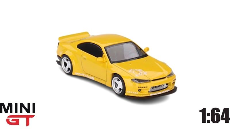  Mô hình xe ô tô Nissan Silvia (S15) Rocket Bunny Bronze Yellow tỉ lệ 1:64 MiniGT MGT00643 