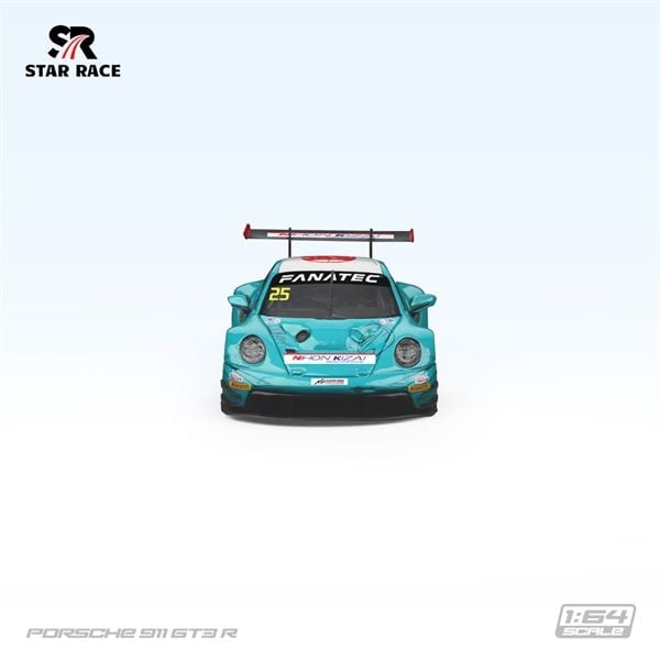  Mô hình xe SR Porsche 911 GT3 R-Light Blue 25 Racing Car tỉ lệ 1:64 Star Race SR64037 