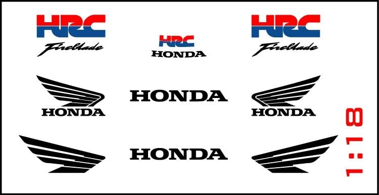  Decal UV custom HRC fireblade Goldwing cho xe tỉ lệ 1:18 có keo sẵn lột dán Autono1 DC835 