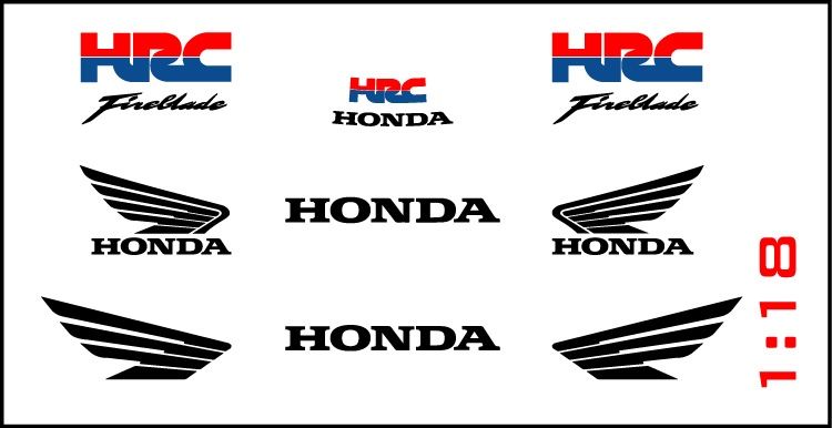  Decal UV custom HRC fireblade Goldwing cho xe tỉ lệ 1:18 có keo sẵn lột dán Autono1 DC835 