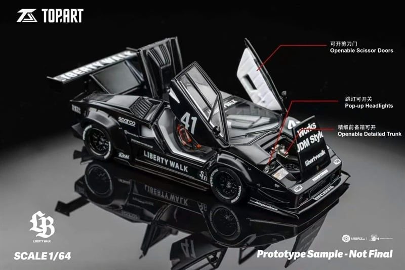  Mô hình xe Lamborghini Countach LPI800-4 LBWK Liberty Walk full open limited edition 2000pcs tỉ lệ 1:64 Top art TAO640002 