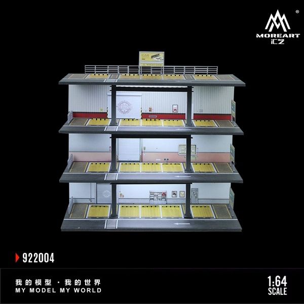  Hộp trưng bày mica mô phỏng bãi đỗ xe 3 tầng có đèn American kích thước 30x15x28.5cm tỉ lệ 1:64 MoreArt MO922004 