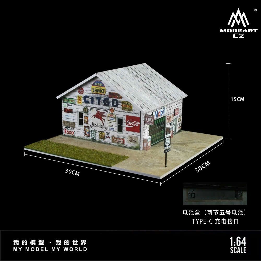  Hộp trưng bày mica mô phỏng nhà kho + sân cỏ có đèn kích thước 30x30x15cm MO936411 