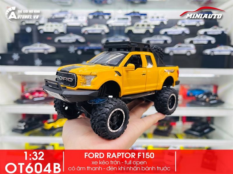  Mô hình Ford Raptor F150 Offroad full open - có đèn - âm thanh tỉ lệ 1:32 Miniauto OT32040 