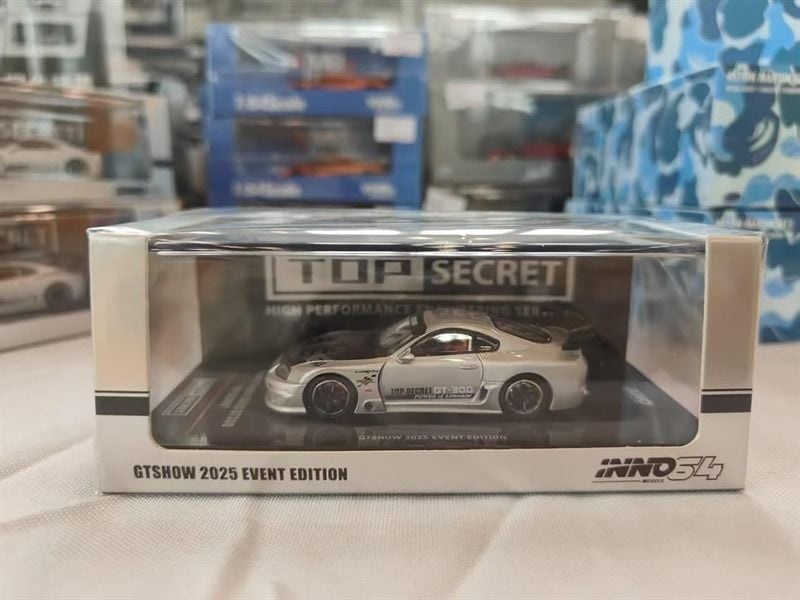  Mô hình xe TOYOTA SUPRA (A80) GT300 “TOP SECRET” SILVER | 2025 CHINA GT SHOW tỉ lệ 1:64 Inno64 IN64-A80TS-GTSHOW25 
