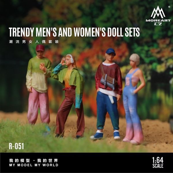  Mô hình nhân vật set figure 4 người Trendy Male and Female tỉ lệ 1:64 More Art MO223051 
