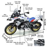  Mô hình moto BMW R 1250 GS ADV tỉ lệ 1:9 Huayi Alloy MT069 