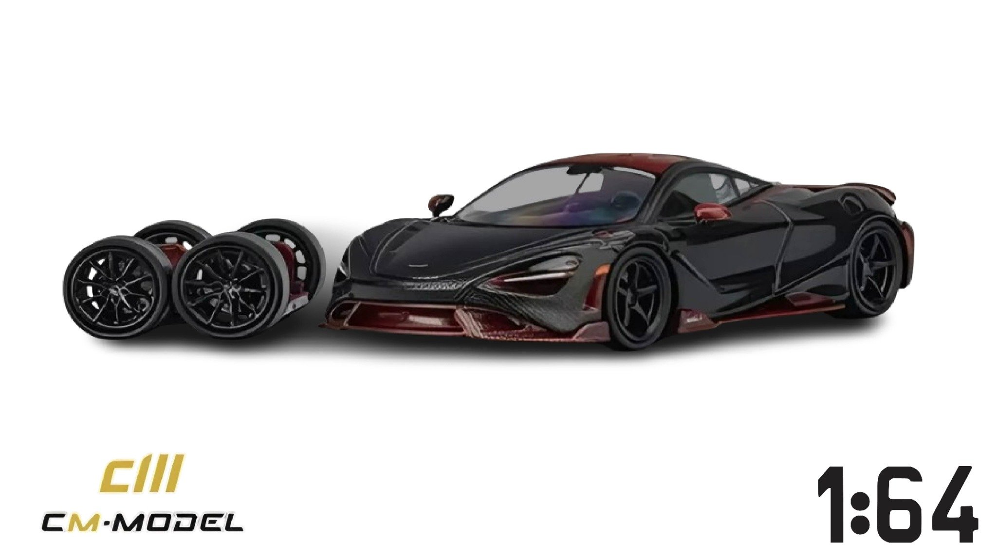 Mô hình xe Mclaren 765LT Full Carbon Red có bánh thay thế tỉ lệ 1:64 CM model CM64-765LT-13 