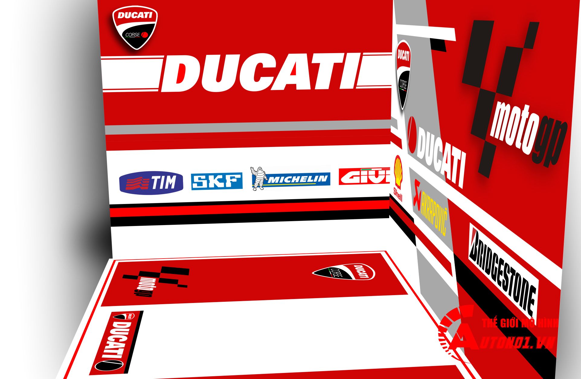  DIORAMA 1:18 MÔ TÔ GP SHOWROOM DUCATI 20X18X15CM DR008E 