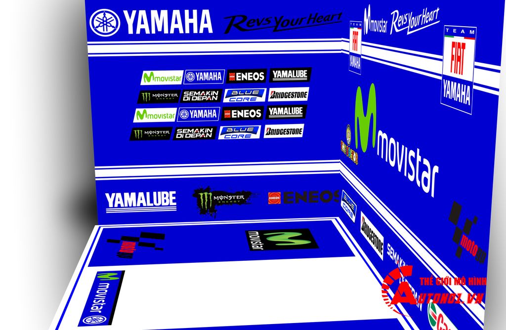 DIORAMA DECOR SHOWROOM YAMAHA MOVISTAR MÔ TÔ GP 1:18 20X18X15CM PK065