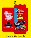  Bao lì xì hình xe kiểu bao dọc chúc mừng năm mới 2025 kích thước 8x16cm Autono1 LX008 
