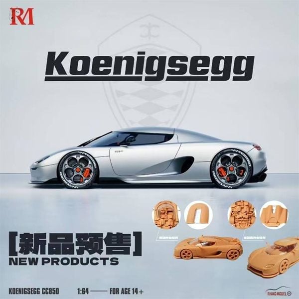  Mô hình xe Koenigsegg CC850 mở được mui và nắp máy sau tỉ lệ 1:64 Rhino model RM OT64393 