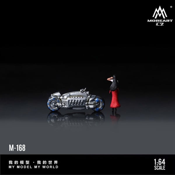  Mô hình nhân vật nữ và xe mô tô Dodge Tomahawk Silver Motorcycle Girl Figure resin tỉ lệ 1:64 MoreArtMO222168 