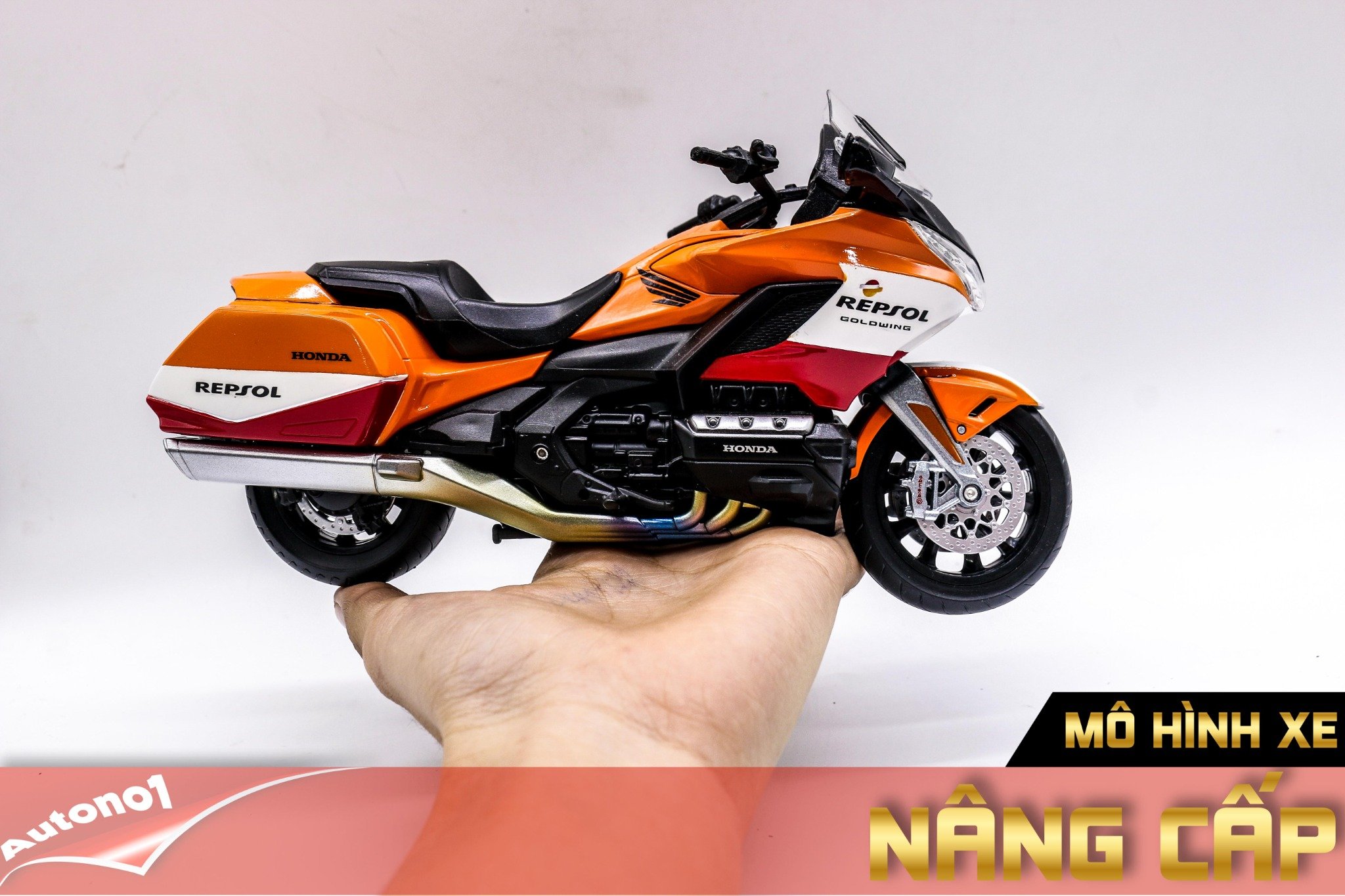  Mô hình xe độ Honda Goldwing 2020 Custom Repsol 1:12 Autono1 Welly D169D 