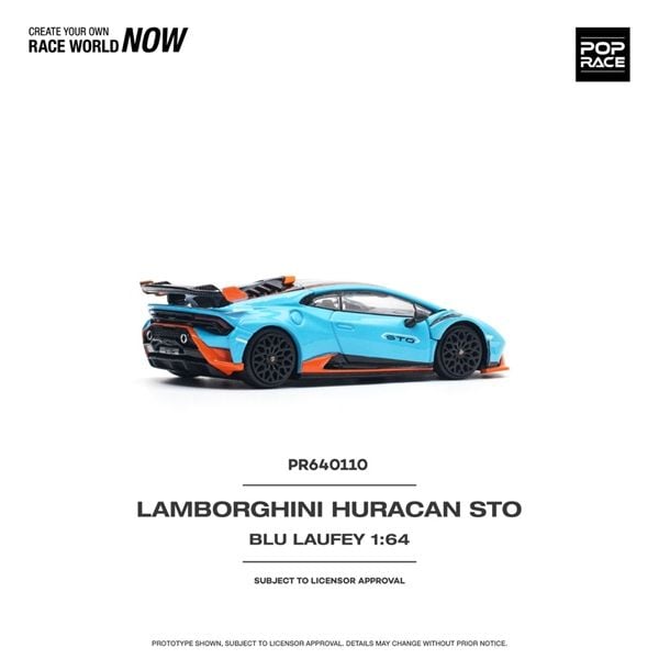  Mô hình xe Lamborghini Huracan STO Blu Laufey Arancio Xanto tỉ lệ 1:64 Poprace PR640110 