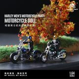  Mô hình xe và nhân vật figure Harley men's motorcycle party green tỉ lệ 1:64 MoreArt MO222132 