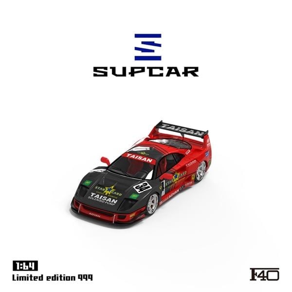  Mô hình xe Ferrari F40 STAR CARD TAISAN SANTO SHINPAN black/red #34 tỉ lệ 1:64 Supcar SC64036 