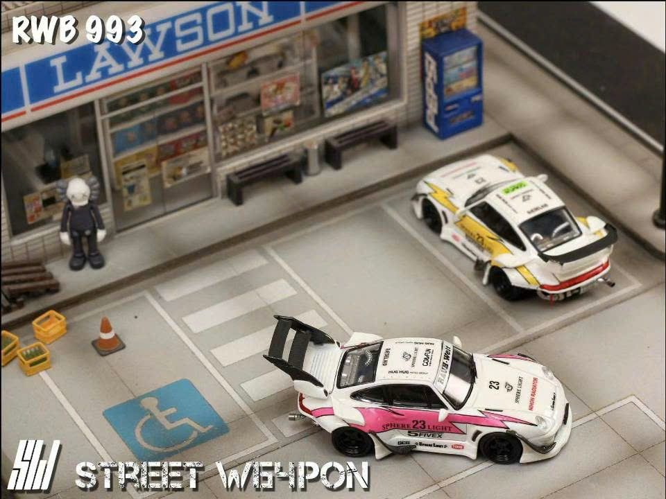  Mô hình xe Diecast Porsche RWB 993 Four Colors With Carbon Wing 1:64 Street Weapon OT64119 