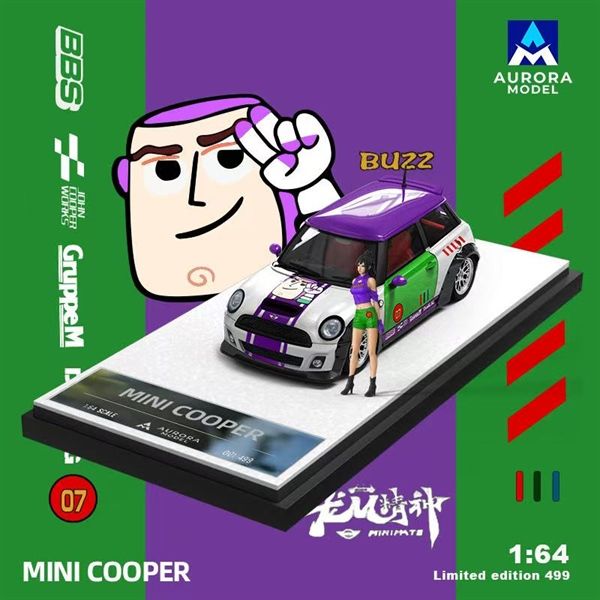  Mô hình xe BMW Mini Cooper Buzz Lightyear tỉ lệ 1:64 Aurora Model AM643639 