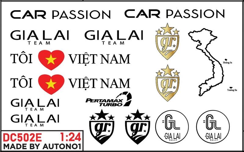  Decal nước Car Passion - Gia Lai Team Autono1 dán mọi nền màu cho xe mô hình DC511 