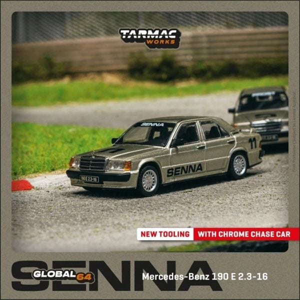  Mô hình xe Mercedes-Benz 190 E 2.3-16, Race of Champion 1984 Ayrton Senna tỉ lệ 1:64 Tarmac Works T64G-047-84ROC11 