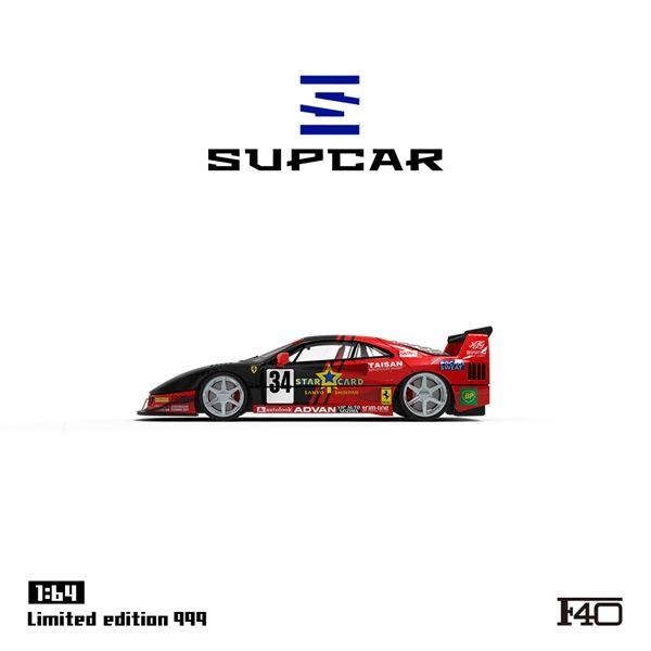  Mô hình xe Ferrari F40 STAR CARD TAISAN SANTO SHINPAN black/red #34 tỉ lệ 1:64 Supcar SC64036 