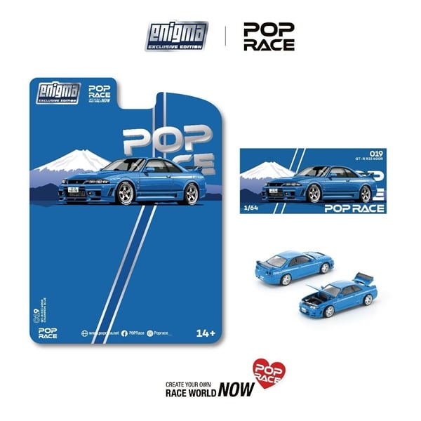  Mô hình xe Nissan Skyline GT-R (R33) Nismo 400R Champion Blue tỉ lệ 1:64 Poprace x Enigma 