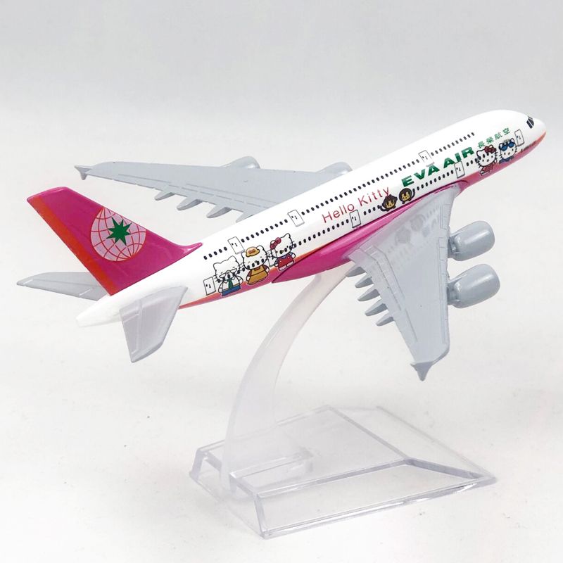 Mô hình máy bay Eva Air Hello Kitty Pink Airbus A380 16cm MB16109